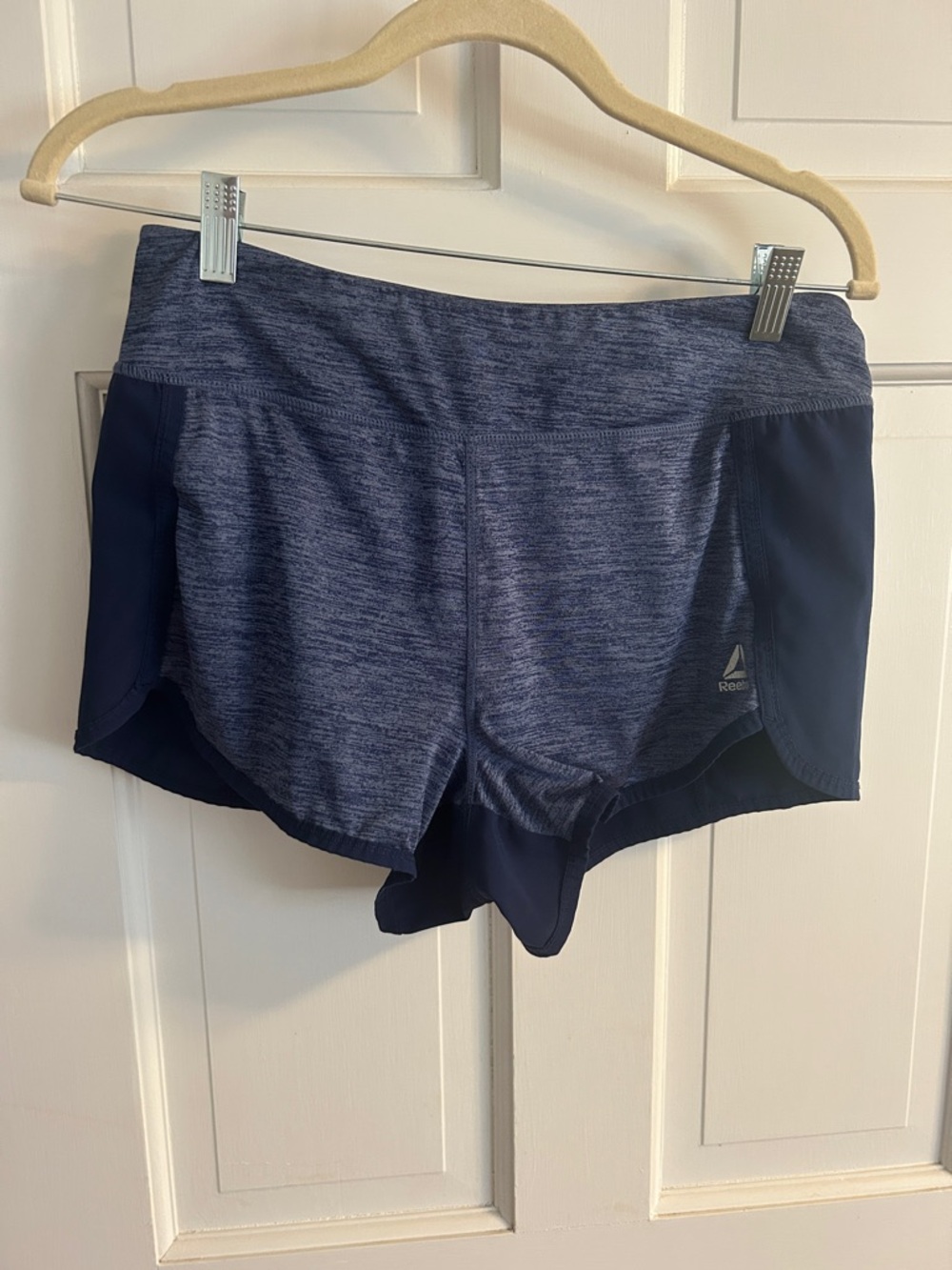 Reebok Heathered Navy and Dark Blue Running Shorts